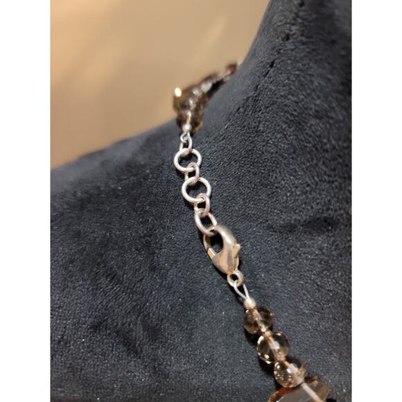 Women's Faceted Brown Glass Bead Necklace With Lobster Clasp Elegant Design - Picture 5 of 6
